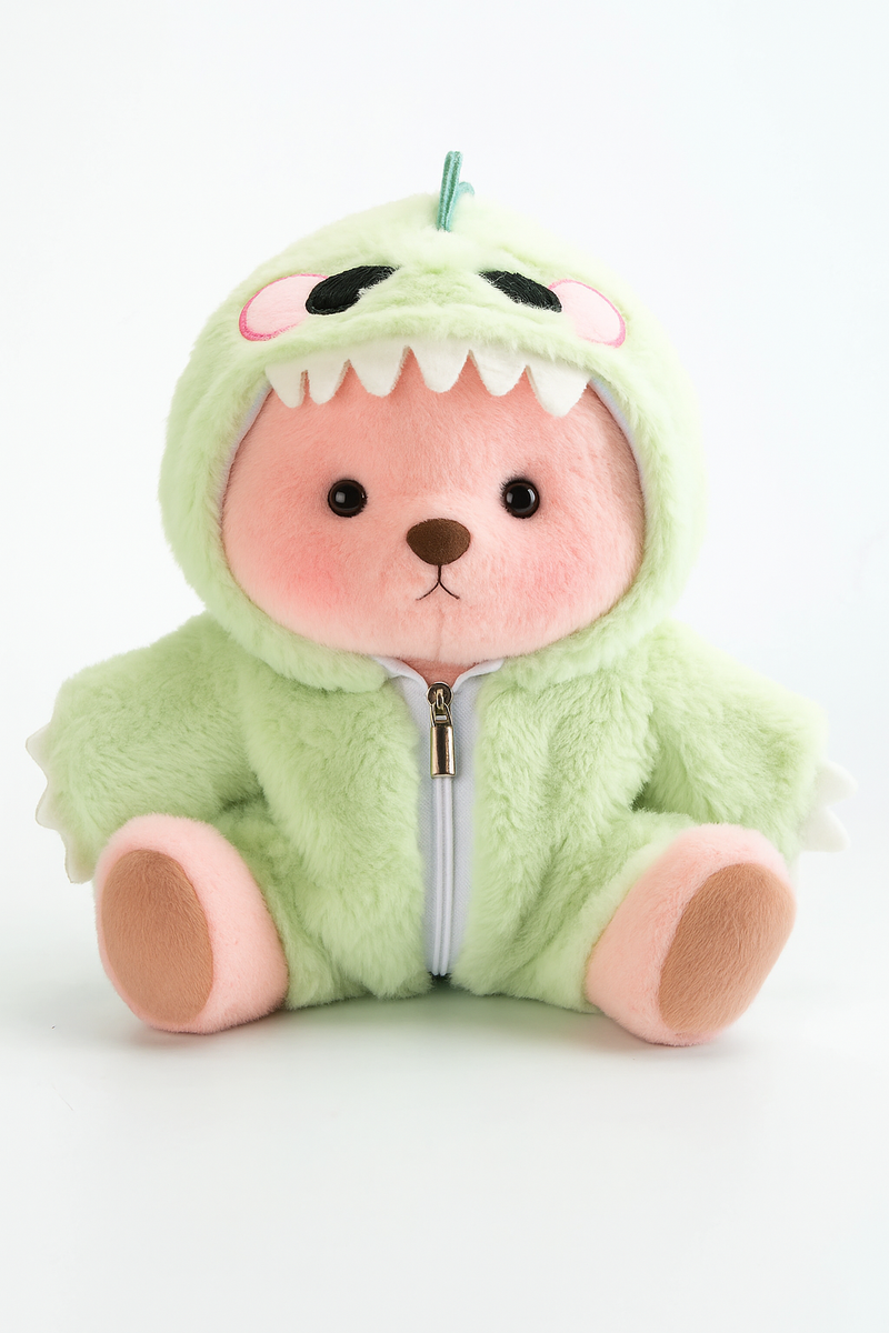 Urso Dinossauro Peludo Verde™ | Urso de Pelúcia Feito à Mão