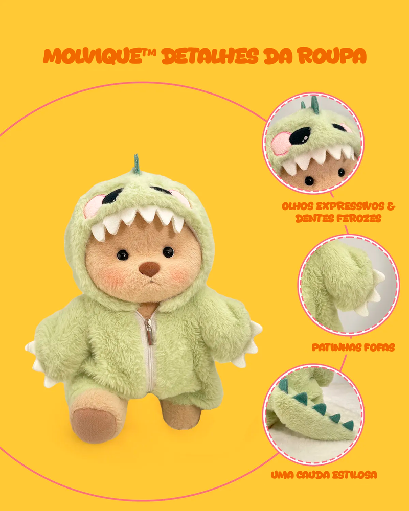Urso Dinossauro Peludo Verde™ | Urso de Pelúcia Feito à Mão