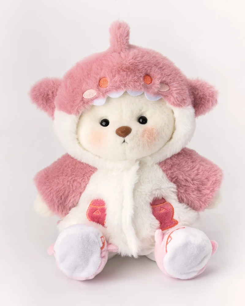 Urso Tubarão Peludo Rosa™ | Urso de Pelúcia Feito à Mão