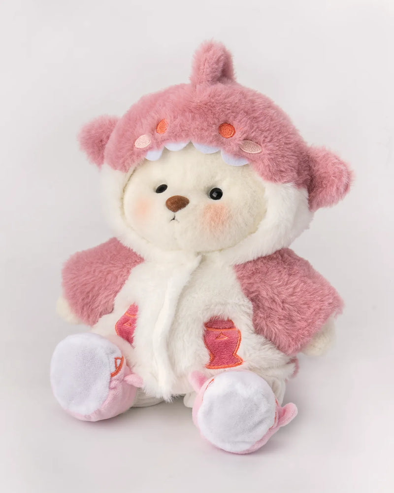 Urso Tubarão Peludo Rosa™ | Urso de Pelúcia Feito à Mão